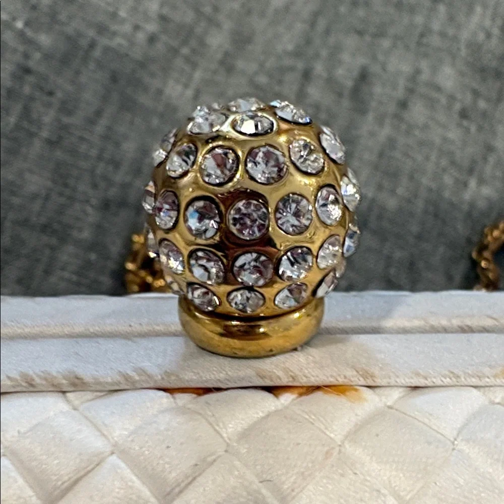 Vintage Saks Fifth Avenue Quilted Box Clutch Crystal Clasp Evening Bag